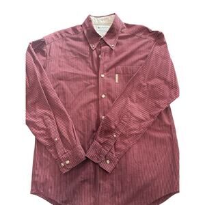 Columbia Mens Red White Long Sleeve button down shirt Red Checked pattern Size M